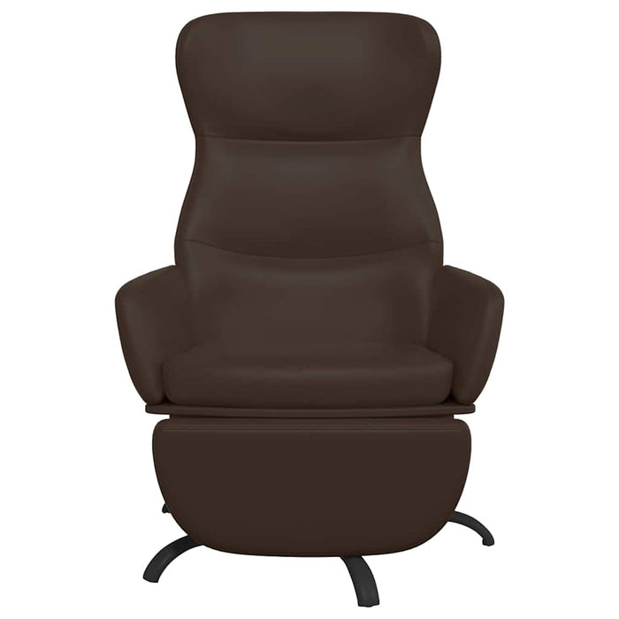 Scaun de relaxare cu taburet, maro, piele ecologică WALTI