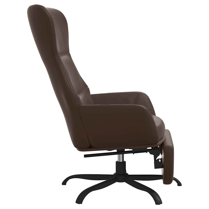 Scaun de relaxare cu taburet, maro, piele ecologică WALTI