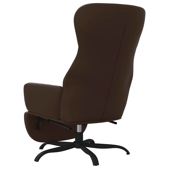 Scaun de relaxare cu taburet, maro, piele ecologică WALTI