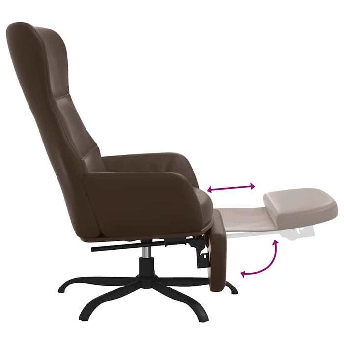 Scaun de relaxare cu taburet, maro, piele ecologică WALTI