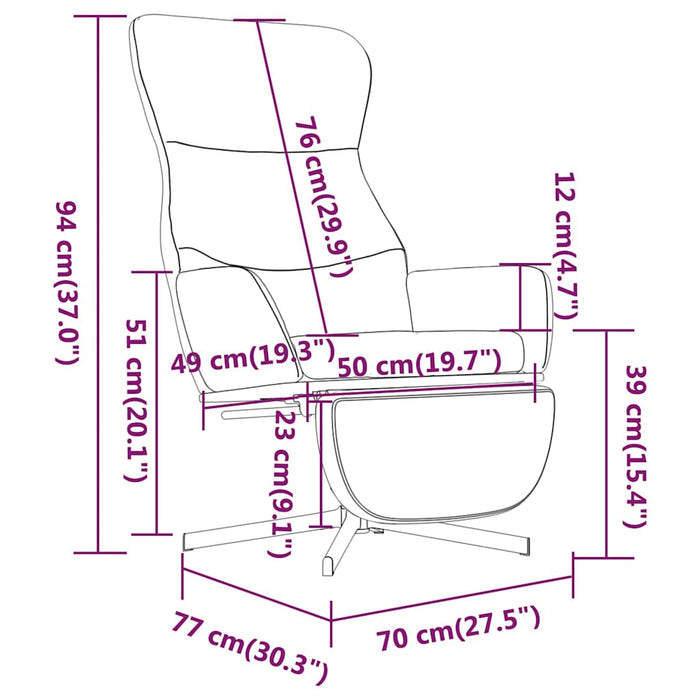 Scaun de relaxare cu taburet, cappuccino, piele ecologică WALTI