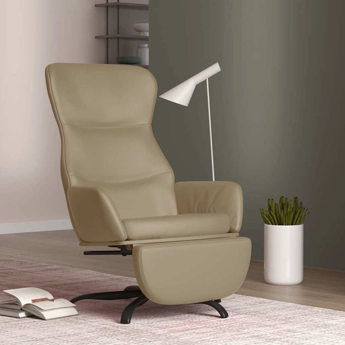 Scaun de relaxare cu taburet, cappuccino, piele ecologică WALTI