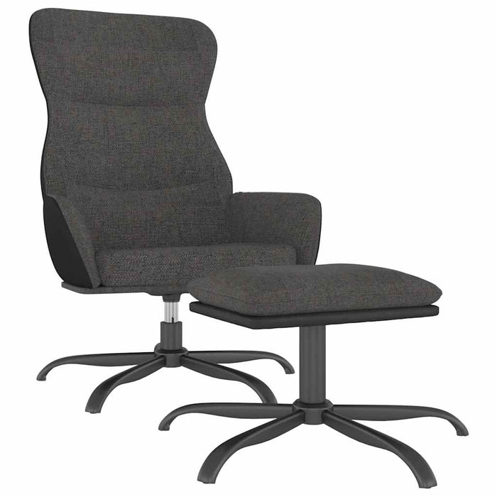 Scaun de relaxare cu taburet, gri închis, material textil WALTI