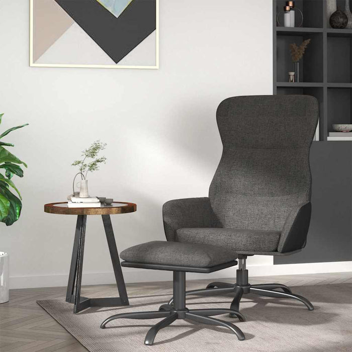 Scaun de relaxare cu taburet, gri închis, material textil WALTI