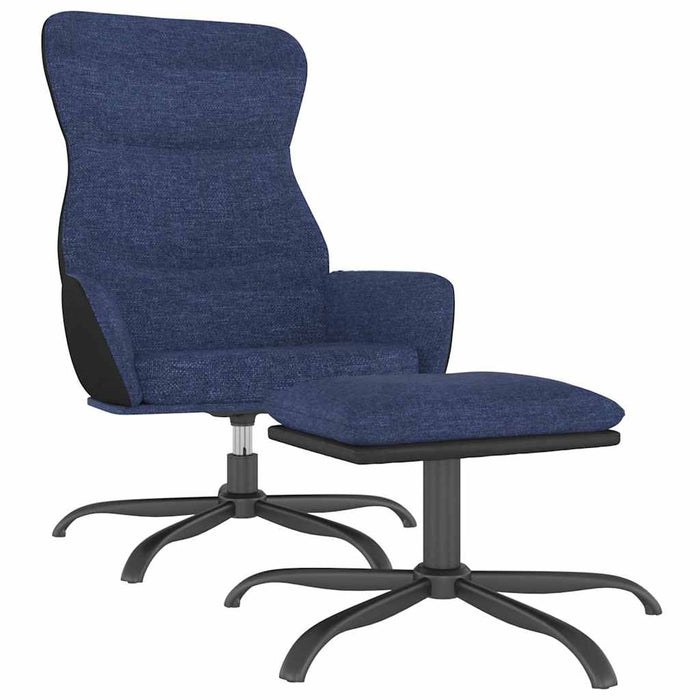 Scaun de relaxare cu taburet, albastru, textil WALTI