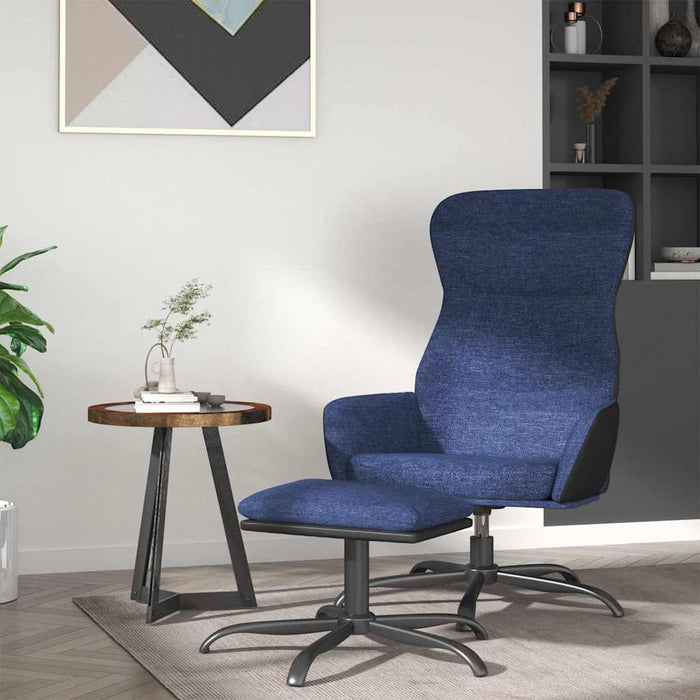 Scaun de relaxare cu taburet, albastru, textil WALTI