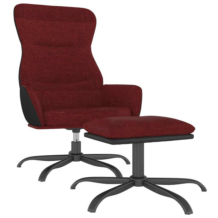 Scaun de relaxare cu taburet, roșu vin, textil WALTI
