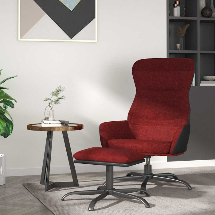 Scaun de relaxare cu taburet, roșu vin, textil WALTI