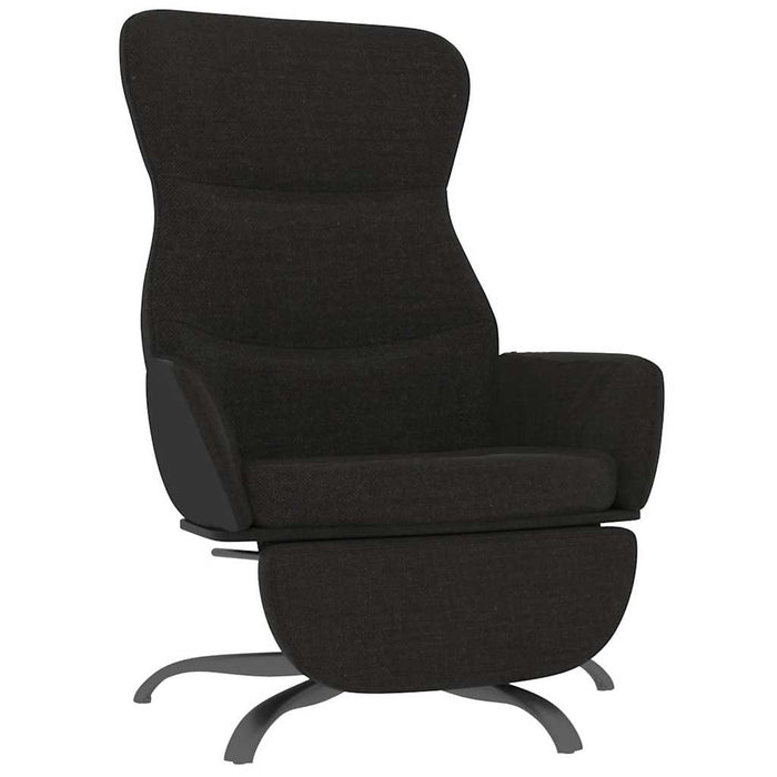 Scaun de relaxare cu taburet, negru, material textil WALTI