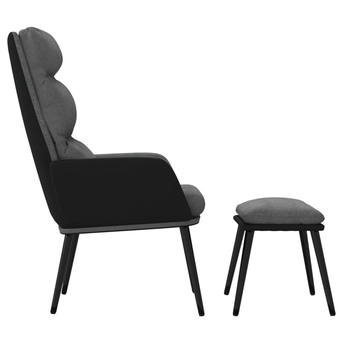 Scaun relaxare cu taburet, gri deschis, textil/piele ecologică - WALTI WALTI