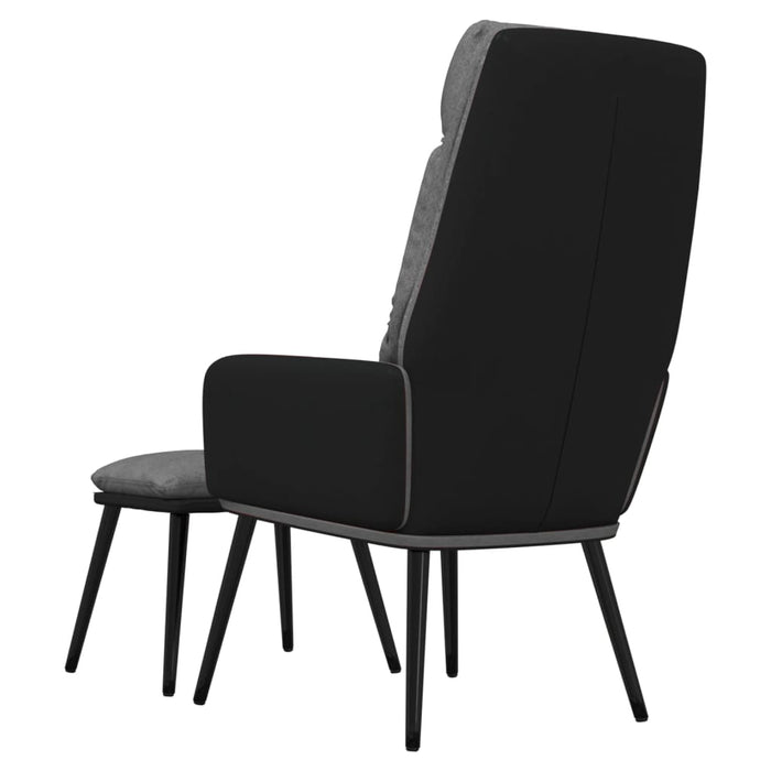 Scaun relaxare cu taburet, gri deschis, textil/piele ecologică - WALTI WALTI
