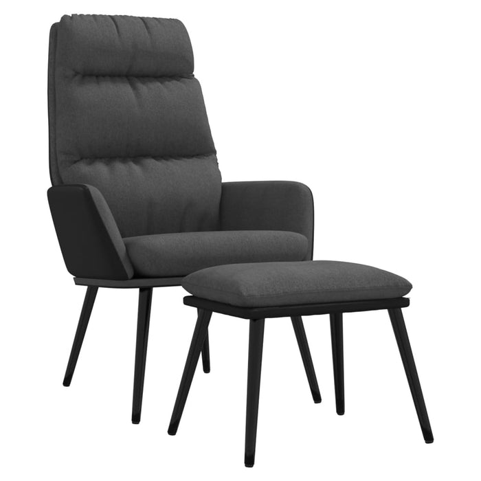 Scaun relaxare cu taburet, gri închis, textil/piele ecologică WALTI