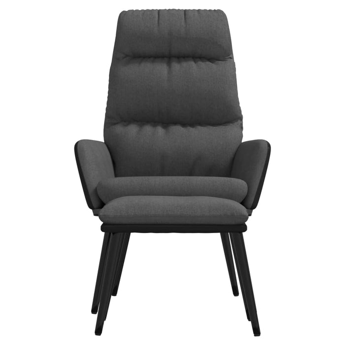 Scaun relaxare cu taburet, gri închis, textil/piele ecologică WALTI