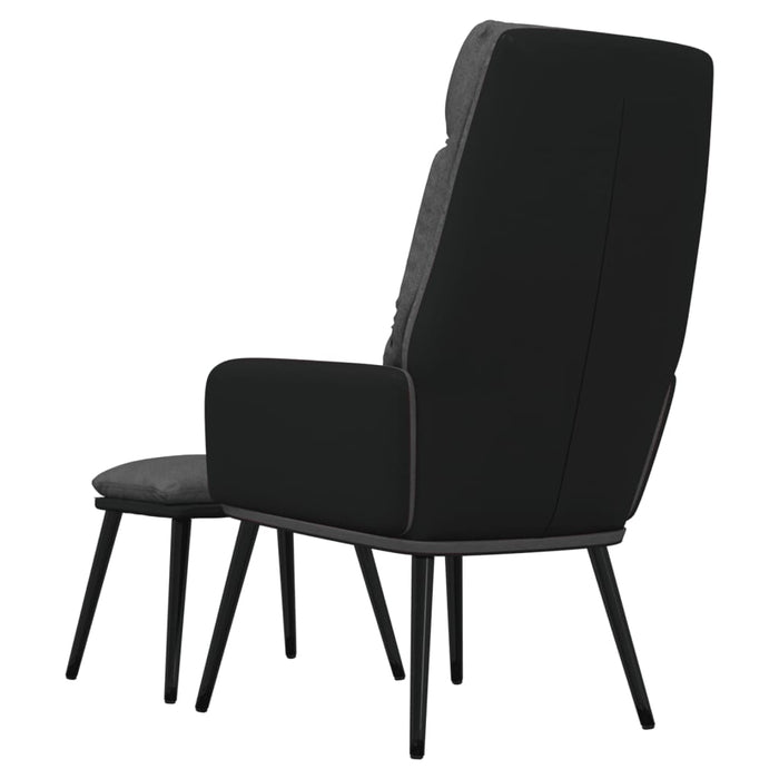 Scaun relaxare cu taburet, gri închis, textil/piele ecologică WALTI