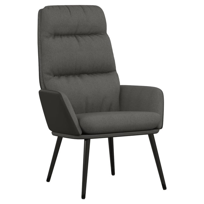 Scaun relaxare cu taburet, gri închis, textil/piele ecologică WALTI