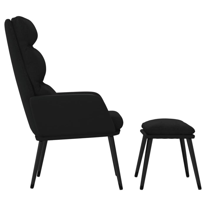 Scaun de relaxare cu taburet, crem, textil și piele ecologică WALTI
