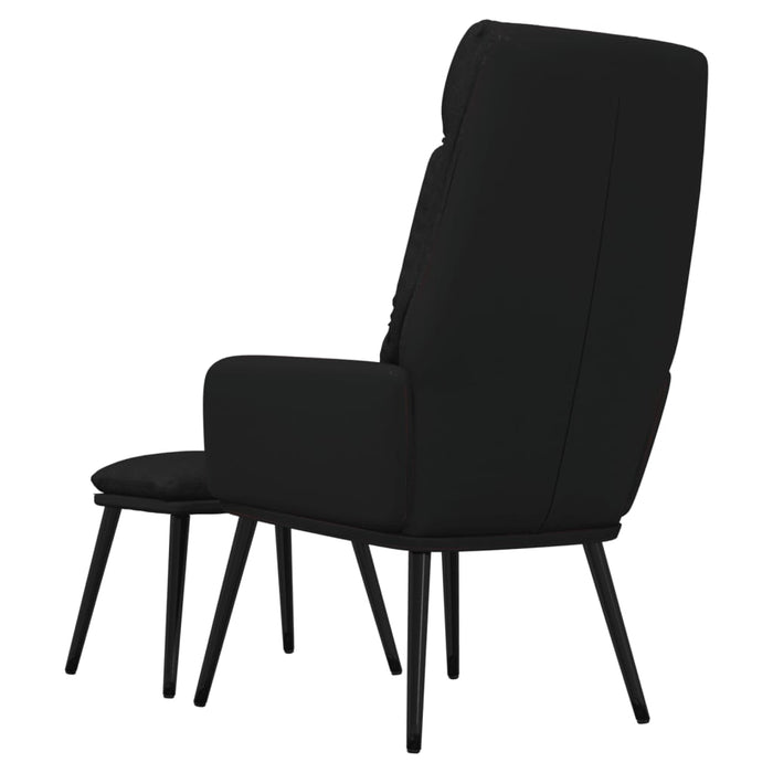 Scaun de relaxare cu taburet, crem, textil și piele ecologică WALTI