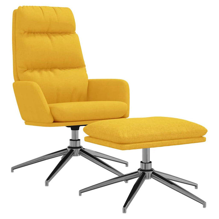 Scaun relaxare cu taburet, galben muștar, textil WALTI