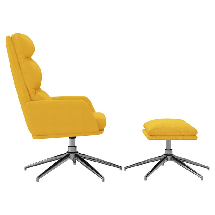 Scaun relaxare cu taburet, galben muștar, textil WALTI