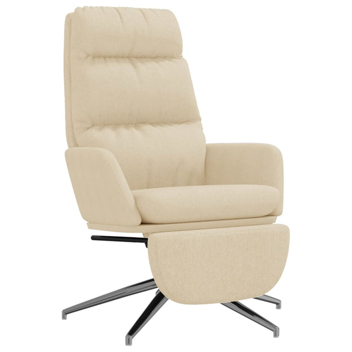 Scaun de relaxare cu taburet, crem, material textil WALTI