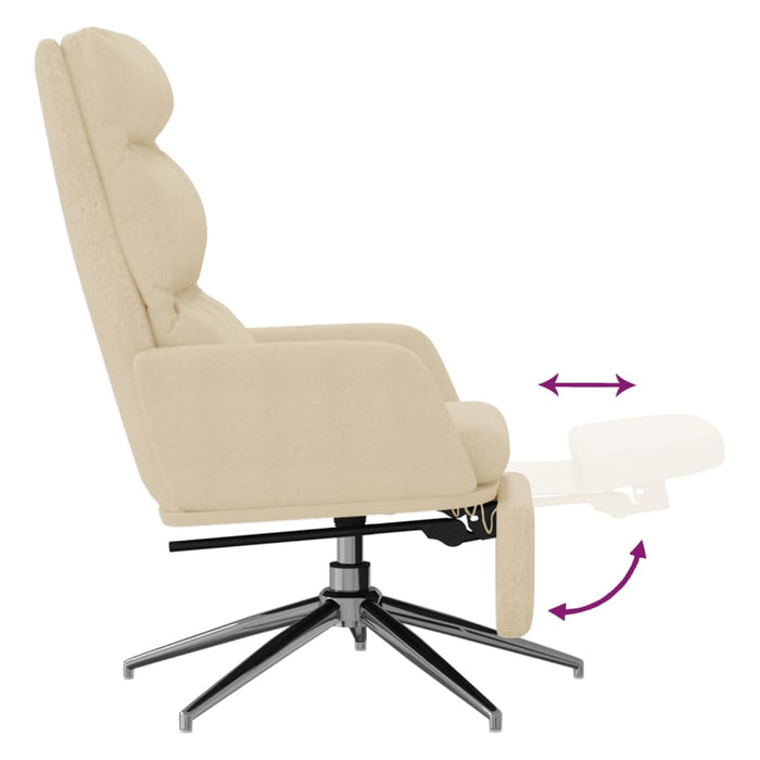 Scaun de relaxare cu taburet, crem, material textil WALTI
