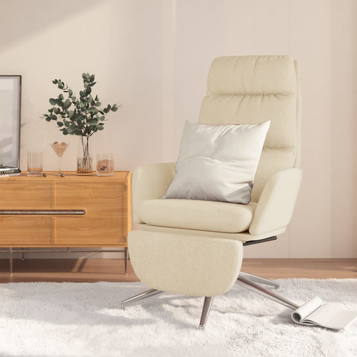 Scaun de relaxare cu taburet, crem, material textil WALTI