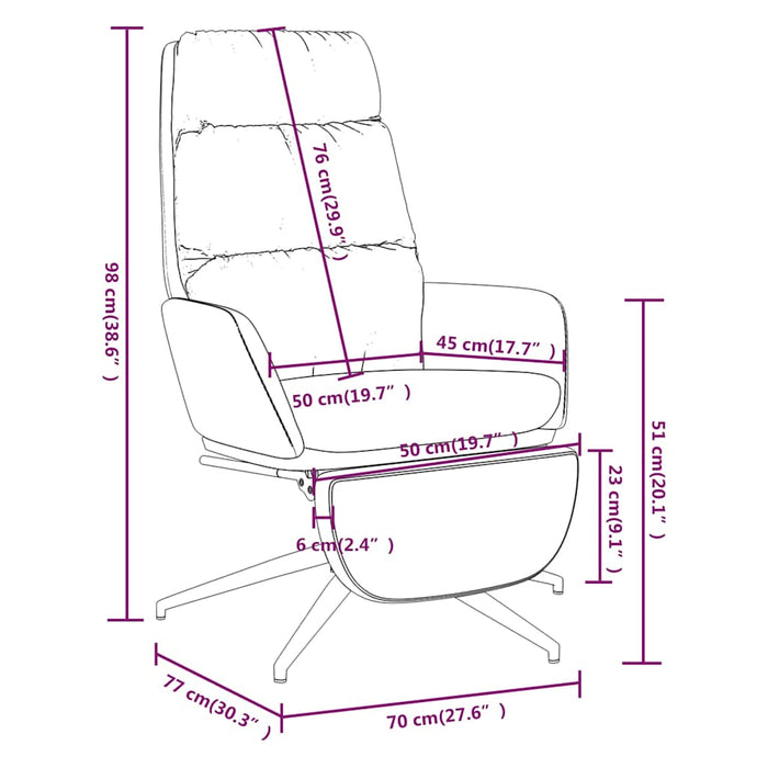 Scaun de relaxare cu taburet, maro, material textil WALTI