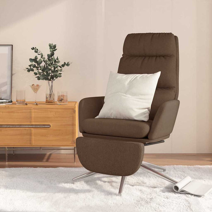 Scaun de relaxare cu taburet, maro, material textil WALTI