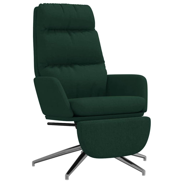 Scaun de relaxare cu taburet, verde închis, material textil WALTI