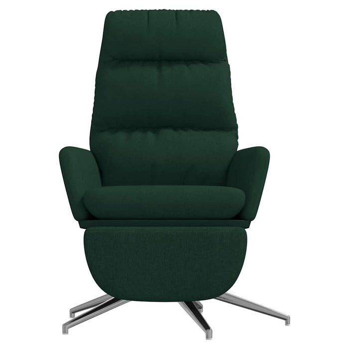 Scaun de relaxare cu taburet, verde închis, material textil WALTI
