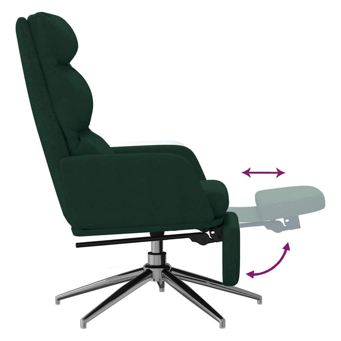 Scaun de relaxare cu taburet, verde închis, material textil WALTI