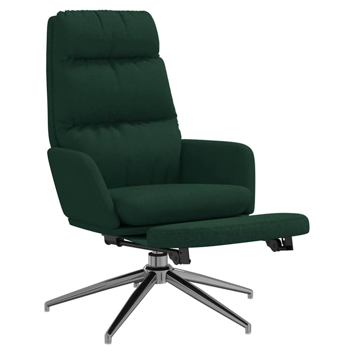 Scaun de relaxare cu taburet, verde închis, material textil WALTI