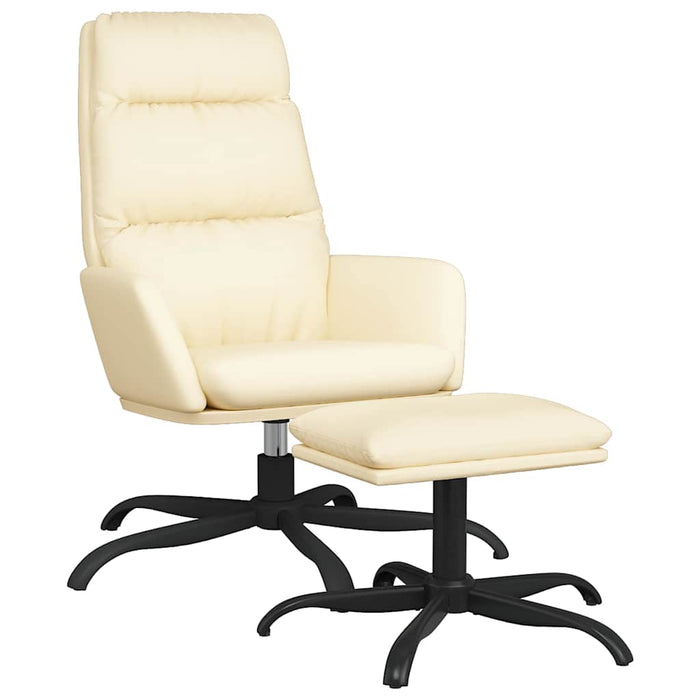 Scaun de relaxare cu taburet, crem, piele ecologică WALTI