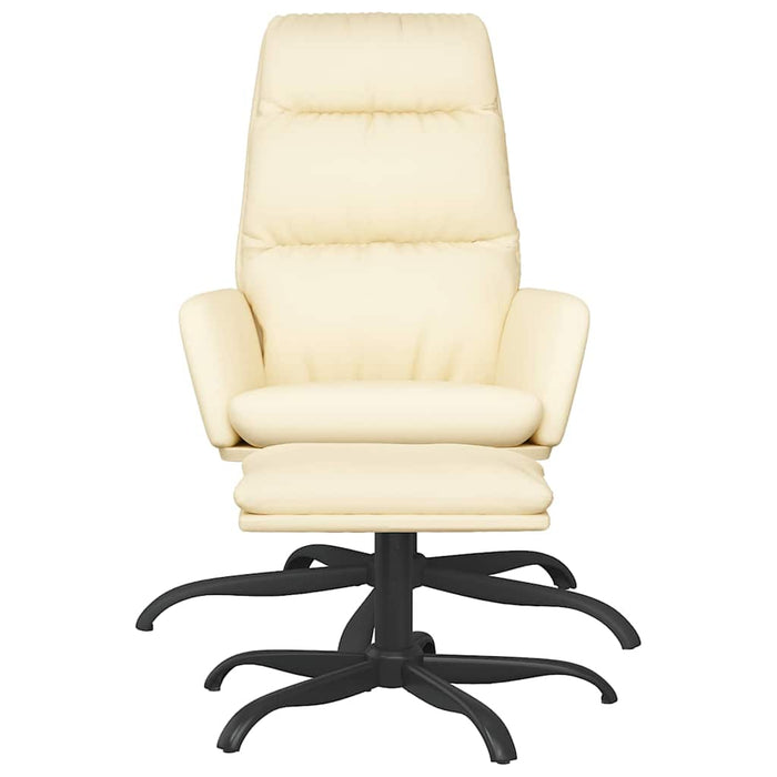 Scaun de relaxare cu taburet, crem, piele ecologică WALTI