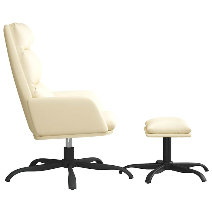 Scaun de relaxare cu taburet, crem, piele ecologică WALTI