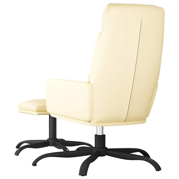 Scaun de relaxare cu taburet, crem, piele ecologică WALTI