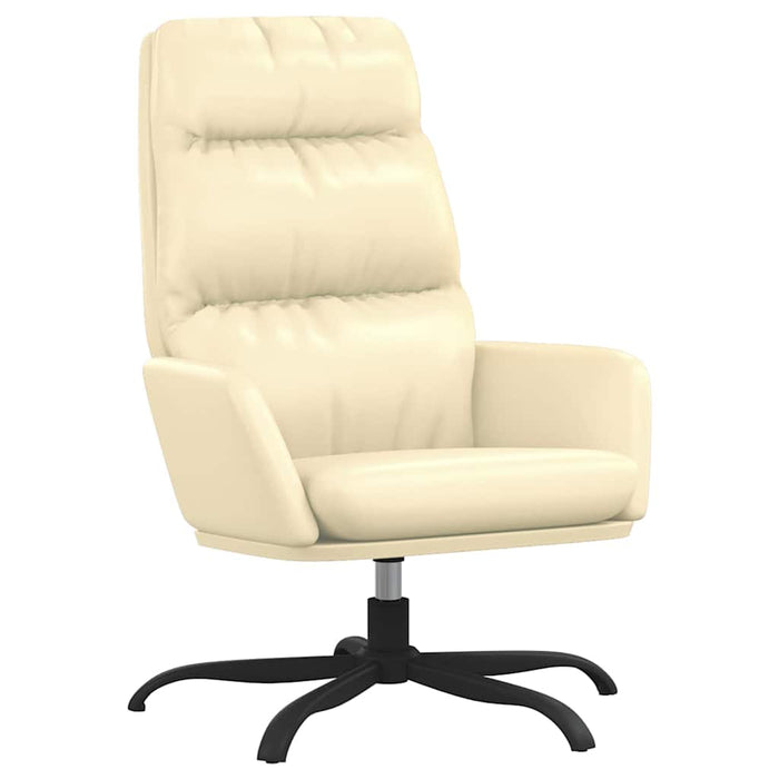 Scaun de relaxare cu taburet, crem, piele ecologică WALTI