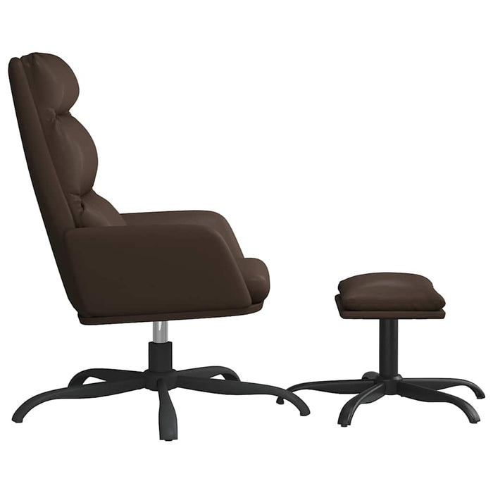 Scaun de relaxare cu taburet, maro, piele ecologică WALTI