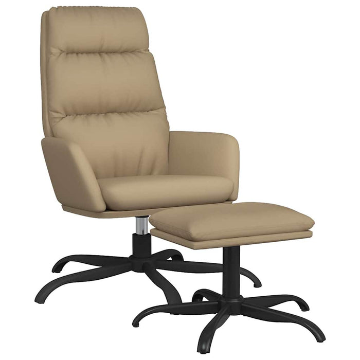 Scaun de relaxare cu taburet, cappuccino, piele ecologică WALTI