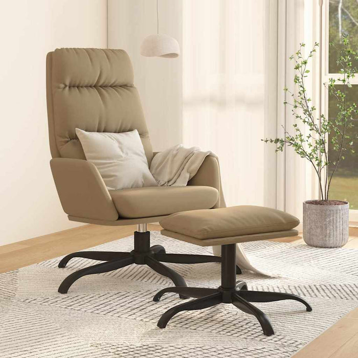 Scaun de relaxare cu taburet, cappuccino, piele ecologică WALTI