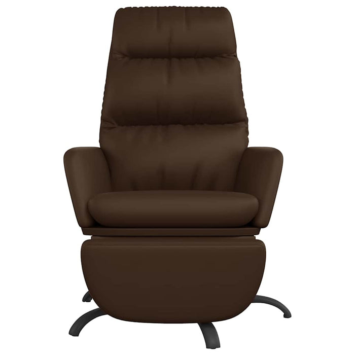 Scaun de relaxare cu taburet, maro, piele ecologică WALTI