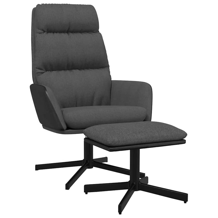 Scaun de relaxare cu taburet, gri închis, textil WALTI