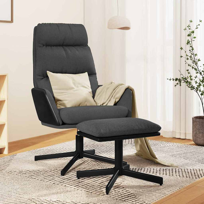 Scaun de relaxare cu taburet, gri închis, textil WALTI