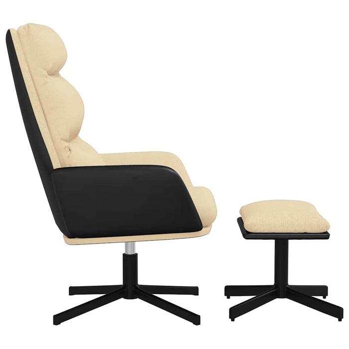 Scaun de relaxare cu taburet, crem, textil WALTI