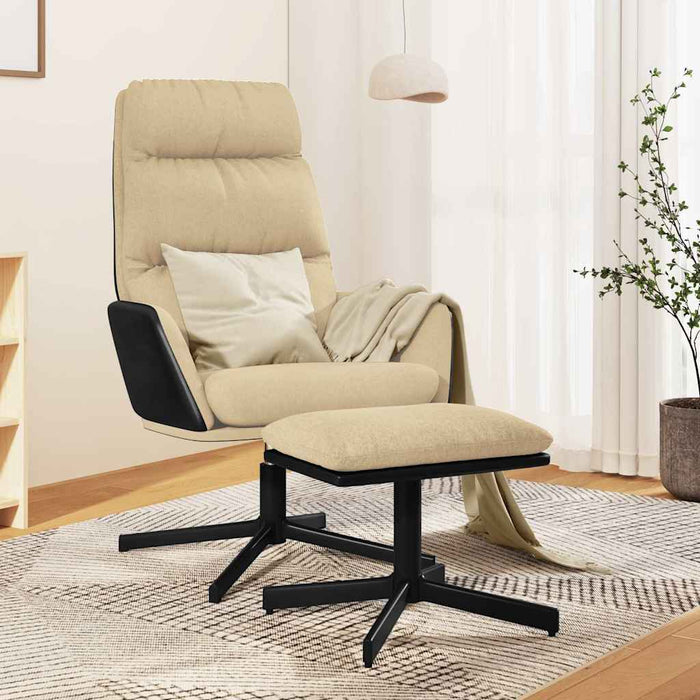 Scaun de relaxare cu taburet, crem, textil WALTI
