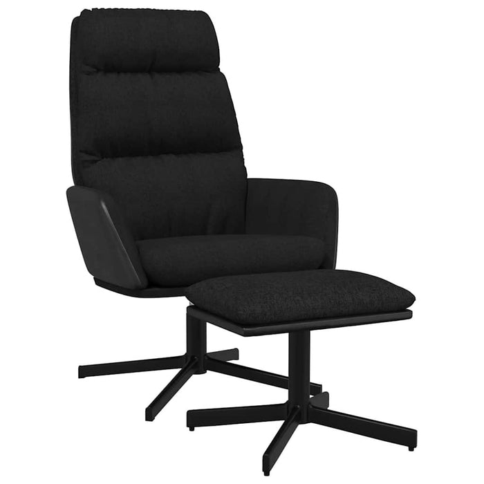 Scaun de relaxare cu taburet, negru, textil WALTI