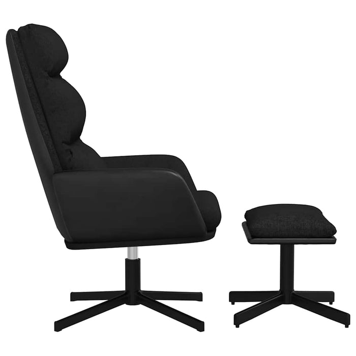 Scaun de relaxare cu taburet, negru, textil WALTI