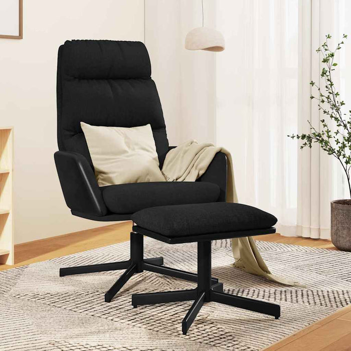 Scaun de relaxare cu taburet, negru, textil WALTI