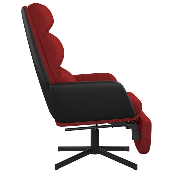 Scaun de relaxare cu taburet, roșu vin, material textil WALTI