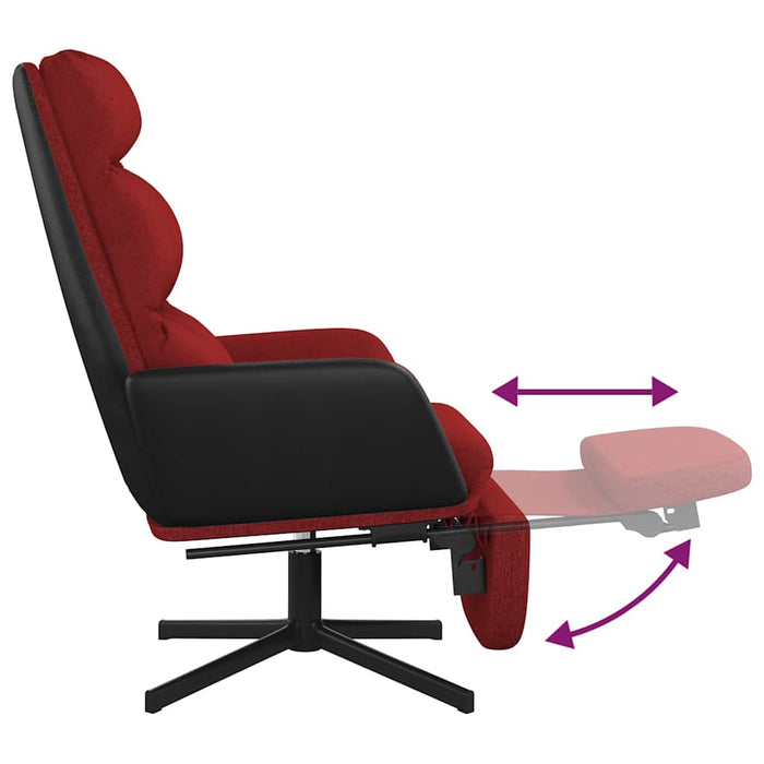 Scaun de relaxare cu taburet, roșu vin, material textil WALTI